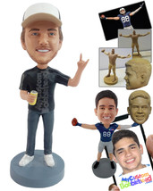 Personalized Bobblehead nice rock fan male with a beer having a good time - Leis - £72.96 GBP