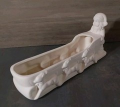 Ceramic Bisque Ready to Paint Christmas Santa Reindeer Sled Trinket Holder - $23.08