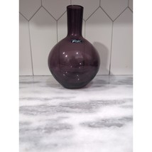 Alicja Vintage Purple Glass Vase, Hand Blown, Amethyst Rounded Vase, Art... - $24.75