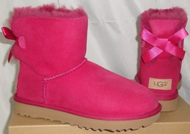 Ugg Mini Bailey Bow Ii Red Violet Suede Sheepskin Boots Size Us 5 New 1016501 - £86.44 GBP