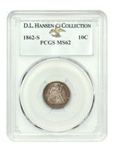 1862-S 10C PCGS MS62 ex: D.L. Hansen - £8,096.20 GBP