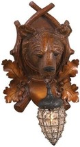 Wall Sconce MOUNTAIN Lodge Aspen Bear Globe 1-Light Chestnut Resin Hand-Painted - £494.48 GBP