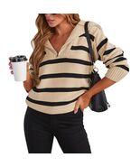 Pink Queen Autumn Striped Knitted Sweater White Stripe Pullover Size L - $380.38 MXN