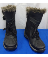 DESIGNER CLARKS COLLECTION FAUX FUR LINED WINTER SNOW BLACK BOOTS WOMEN'... - $39.93