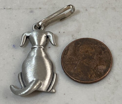 Sitting Dog Tail Pull JJ Jonette Jewelry Silver Pewter - $15.43