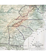 1916 Map South Atlantic States Physical Political Virginia NC SC GA FLA ... - $367.32 MXN