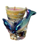 Iridescent Dolphin Candle Holder Ocean Theme Ceramic Tealight Holder - $17.10