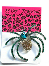 Betsey Johnson Large Silver Alloy Crystal Encrusted Spider Pin Brooch - $6.99