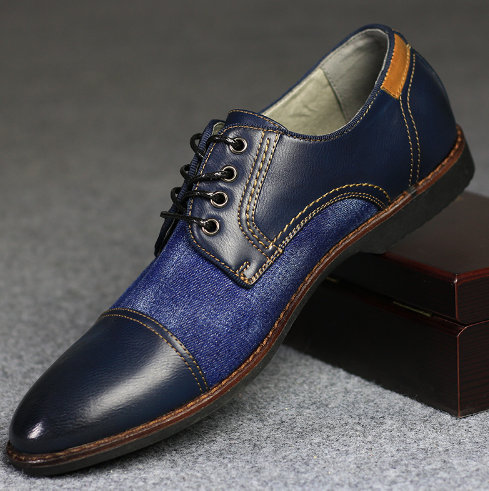 New Two Tone Blue Color Handmade Men Genuine Leather Oxford Party Wear Stylish S
