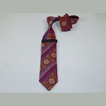Mens Steven Land 100% Woven Silk Big Knot Tie and Hankie Set BW252,11 Pink Multi image 2