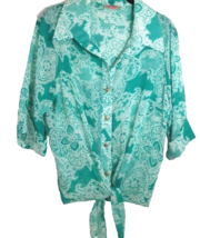  Body Central Women&#39;s Size Large Sheer Crosses Boho Top Teal Blue White - £15.97 GBP