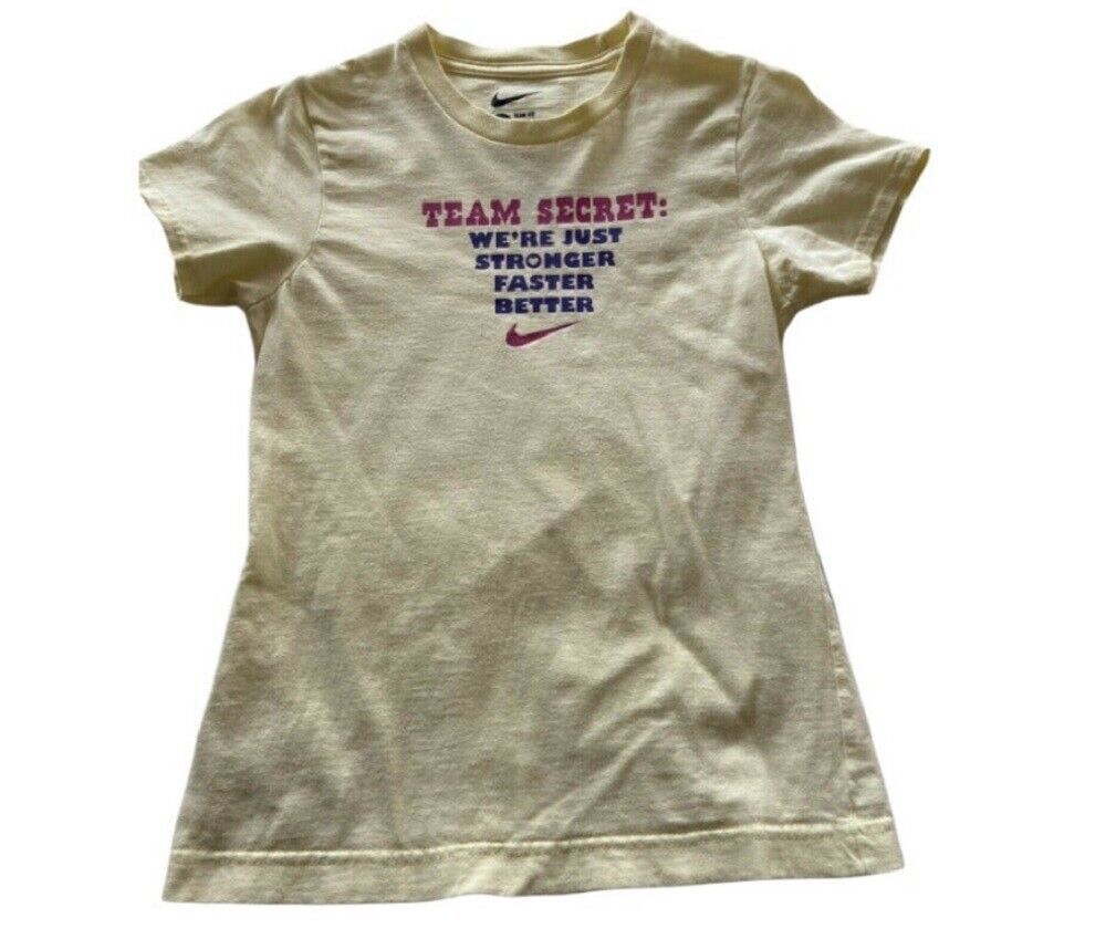 Primary image for Nike Kids Large Yellow Team Secret Swoosh Short Sleeved Crew Neck T-shirt