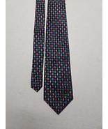 Ben Silver England Men&#39;s Navy Geometric Pattern Silk Neck Tie 55&quot; x 3.5&quot; - $28.70