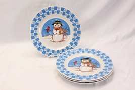 GEI Snowman Christmas Dinner Plates 10 1/2&quot; Set of 4 - $25.47