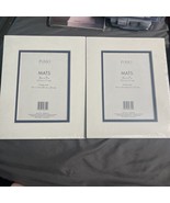 (2) FURIO HOME  Cream and Navy Blue Photo Mats Frame 8X10 Matting 5X7 - $9.89