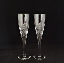 Atlantis FLIGHT Cut Crystal Champagne Flutes Glasses ~ Pair - $39.59