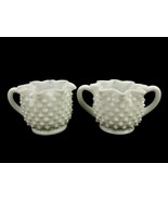 Star Pattern Creamer &amp; Open Sugar, White Hobnail Milk Glass, Vintage (Fe... - $20.03 CAD