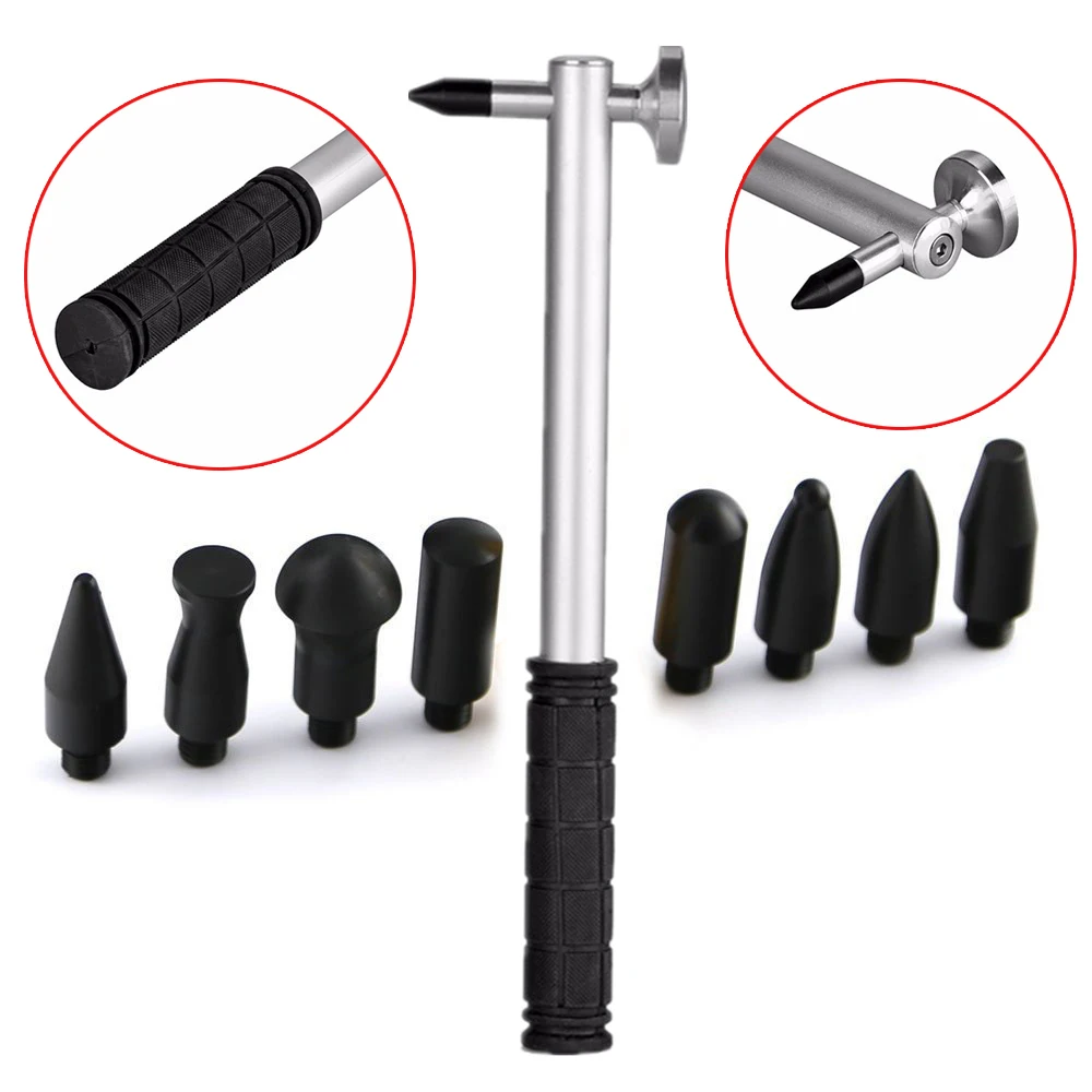 Car Body Paintless Dent Repair Hail Removal Tools Kit 9 Heads Tap Down Hammer Kn - £50.87 GBP