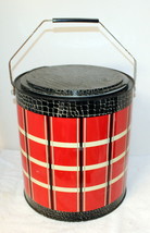 Antique Red Plaid Metal Barrel Beach Cooler ~ 1950&#39;s ~ Very Cool - £71.67 GBP