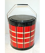 Antique Red Plaid Metal Barrel Beach Cooler ~ 1950&#39;s ~ Very Cool - $122.87 CAD