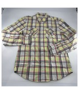 Guess Shirt Mens Medium Green White Red Plaid Button Up Long Sleeve Career - $17.60