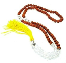 Quartz Necklace Worry Beads Mala Beads Japa Rudraksha Gemstone Crystal Jewellery - £10.00 GBP