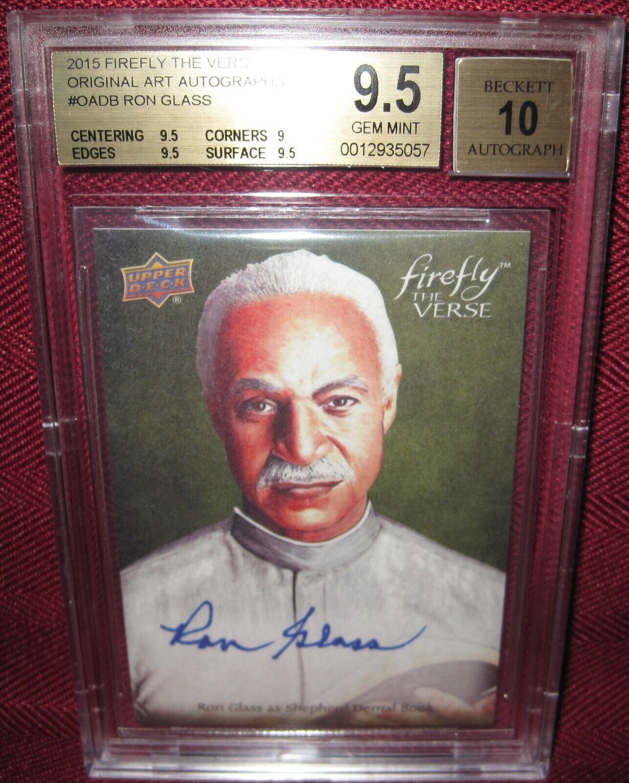 2015 FIREFLY THE VERSE ORIGINAL ART AUTOGRAPH #OA-DB RON GLASS BGS 9.5 AUTO 10 - £319.74 GBP