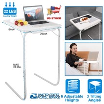 Adjustable Portable Folding Table Desk Smart TV Tray Laptop PC Dinner Bed Mate - £46.65 GBP