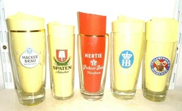 5 Hacker Spaten Pschorr Hofbrau Salvator Munich German Beer Glasses - £15.94 GBP