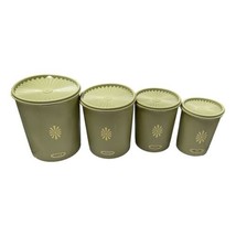 Tupperware Cannister Green Avocado Lot 4 Flour Sugar Tea Coffee Lids Vin... - £62.65 GBP