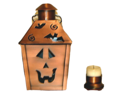 Jack o Lantern Pumpkin Candle Holder Brushed Copper Tea Light Halloween ... - £9.23 GBP