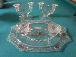 Westmoreland Antique Glass Della Robbia Fruits Pattern Tray Creamer Sugar Pick 1 - £83.56 GBP