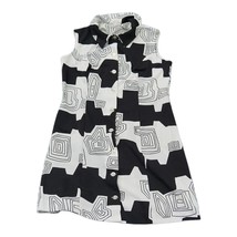 Handmade Geometric Polyester Dress 1960&#39;s White Black - £31.02 GBP