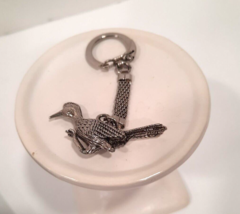 Vintage Silver Tone Realistic Road Runner Bird Keychain Marked 2&quot; wide 3... - £8.37 GBP