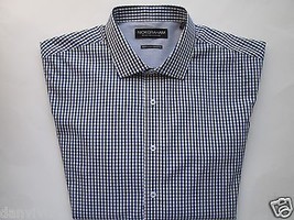 Nick Graham Plaids Modern Spread Pin-Points Cotton Men Dress Shirt Blues 2XL U82 - £23.14 GBP