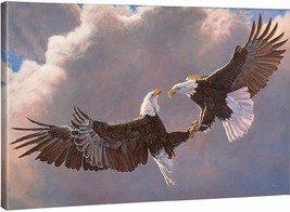 Gary Johnson Bald Eagles Clash of Titans Gallery Wrapped Canvas 24&quot;H x 36&quot;W - £355.13 GBP