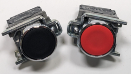 Lot of 2 Schneider Momentary Push Button Assemblies Red &amp; Black ZBE-101 ... - $26.72