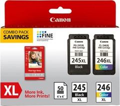 Canon 8278B005 Inks And Paper Pack, Pg245, Cl-246 Xl, 50 Sheets, 4 X 6, ... - $77.97