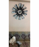 Metall Schwarz Silber Groß Windmühle Vintage Innen Home Art Deko Wanduhr - €301,14 EUR