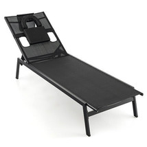 Patio Sunbathing Lounge Chair 5-Position Adjustable Tanning Chair-Black - £139.94 GBP