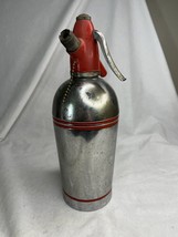 Sparklets NY Chrome Seltzer Bottle Syphon Red Stripe VTG Barware Cocktails - €12,50 EUR