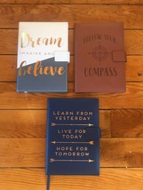 Lot Of 3 Faux Leather Follow Your Compass Dream Imagine And Believe Learn From - £9.77 GBP