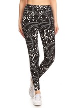 Women&#39;s Yoga Style Banded Lined Music Note Print Leggings (OS) - £11.47 GBP