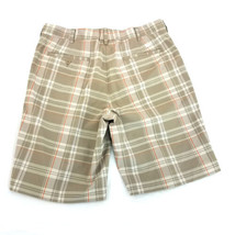 Nike Golf Fit Dry Beige Plaid Stretch Flat Front Athletic/Golf Shorts Mens 34 - £26.89 GBP