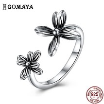 GOMAYA 925 Sterling Silver Ring Romantic Fine Jewelry Adjustable Girl Flowers Ri - £11.61 GBP
