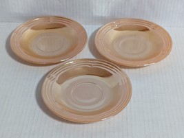 Lot Of 3 Vintage Fire King Peach Saucers 3 ring design 5 3/4” Inch SEE PICTURES - £7.61 GBP