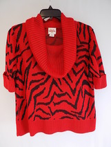 WOMEN&#39;S SWEATER RUBY RD. FAVORITES Mid Sleeve Black &amp; Red Zebra Print Sz PL - £10.34 GBP