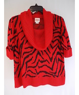 WOMEN&#39;S SWEATER RUBY RD. FAVORITES Mid Sleeve Black &amp; Red Zebra Print Sz PL - £10.86 GBP