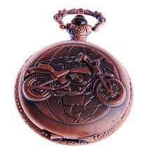 NWOT ShoppeWatch PW-50 Steampunk Motorcycle Motif Pocket Watch With Chain - £11.95 GBP