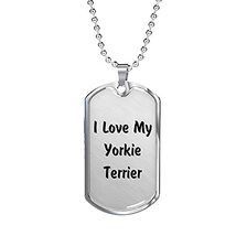 Unique Gifts Store Love My Yorkie Terrier v4 - Luxury Dog Tag Necklace - £32.08 GBP